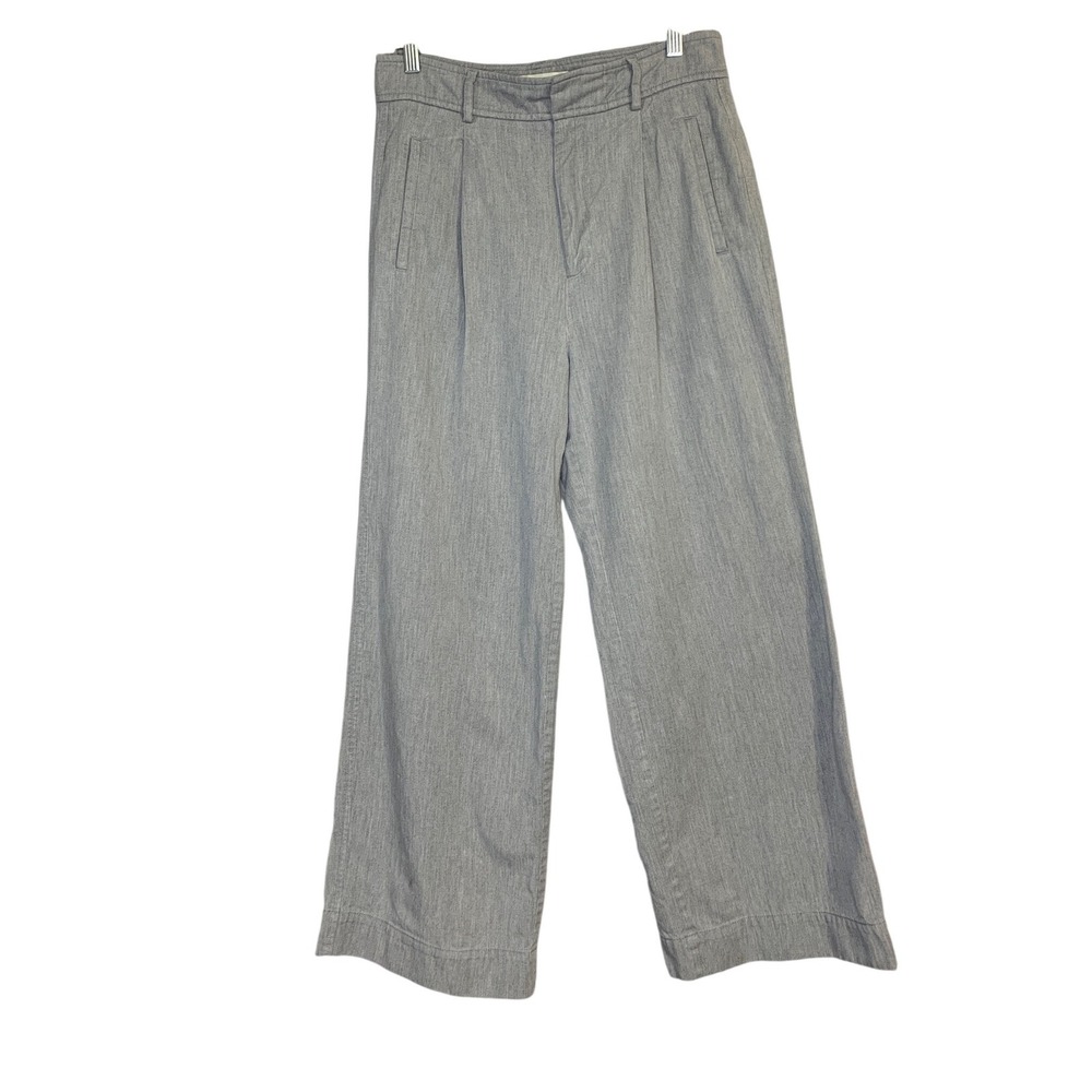 EVERLANE Women's Gray Wide Leg Pleated Cropped Pants Size 8S
